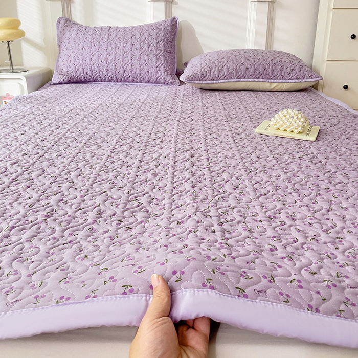 91家纺网 家纺一手货源 找家纺 纽缦家纺  水洗双层纱加厚加棉床垫 遇见-紫