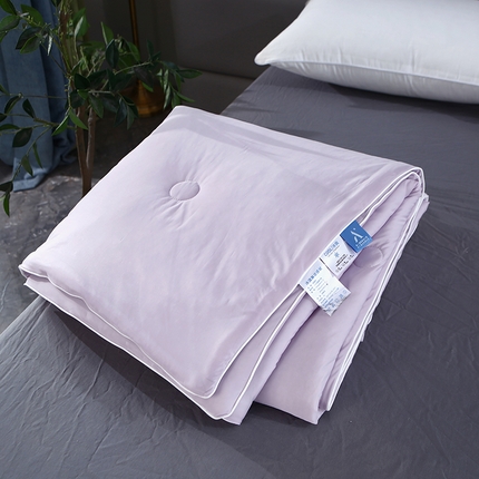 91家纺网 家纺一手货源 找家纺 圣尔雅 2025新款纯色凉感丝夏被空调被夏凉被被子被芯 丁香紫