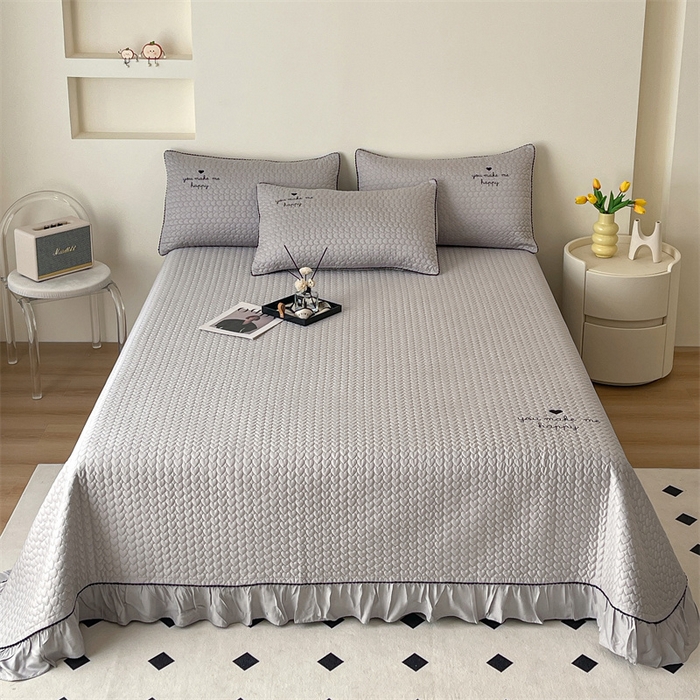 91家纺网 家纺一手货源 找家纺 OL家纺2024新款天丝夏被床盖三件套-爱恋 浅灰