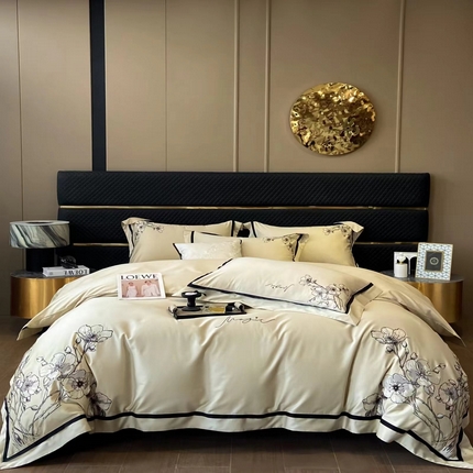 91家纺网 家纺一手货源 找家纺 玖玖爱2024新品180支新疆长绒棉爱尔兰系列四件套 绿色原野