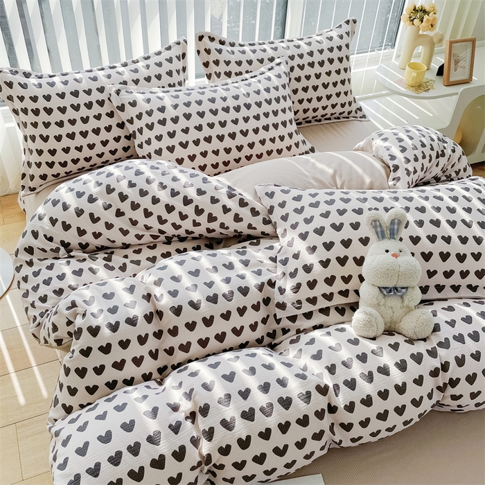 91家纺网 家纺一手货源 找家纺 可思家纺 2024新款直播爆款泡泡棉四件套现货供应 心动-灰