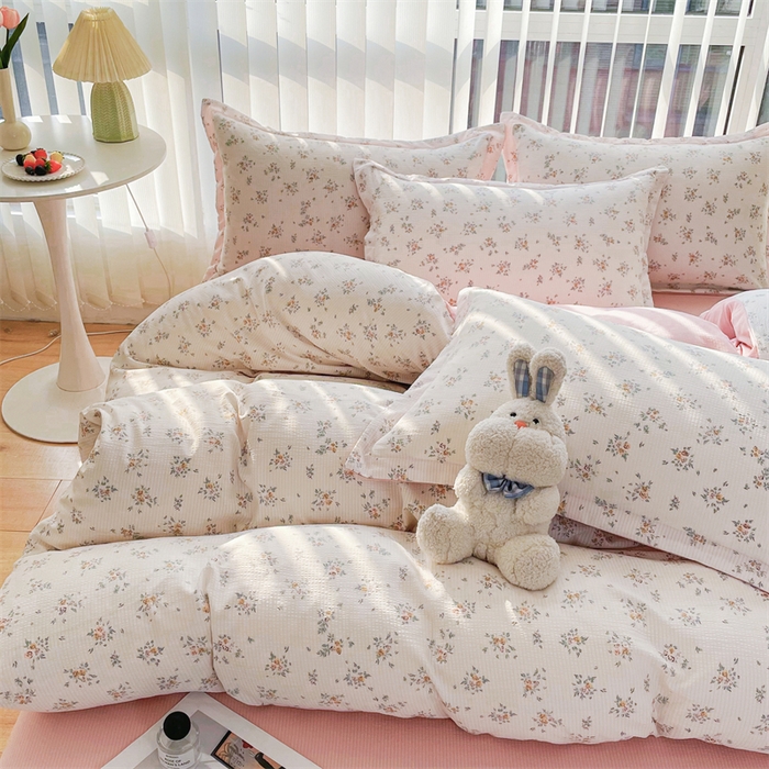 91家纺网 家纺一手货源 找家纺 可思家纺 2024新款直播爆款泡泡棉四件套现货供应 爱丽丝