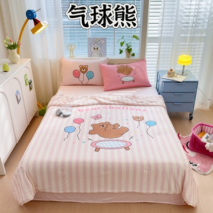 91家纺网 家纺一手货源 找家纺 星期八 2024新款针织棉夏被四件套 气球熊