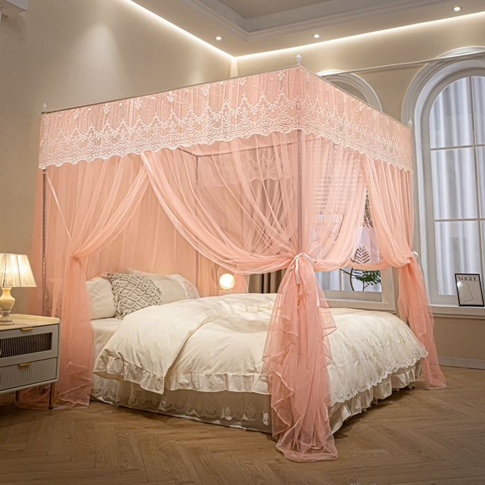 91家纺网 家纺一手货源 找家纺 初心2025新款宫廷蚊帐-凤羽 粉玉