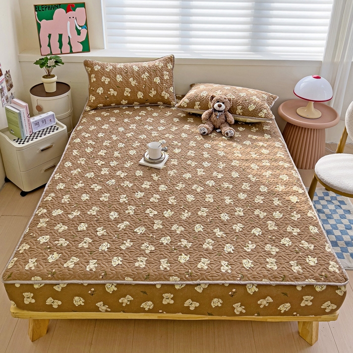 91家纺网 家纺一手货源 找家纺 纽缦家纺 水洗双层纱加厚加棉床笠-床垫保护套 捉迷藏