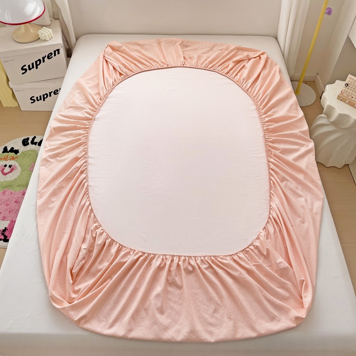 91家纺网 家纺一手货源 找家纺 纽缦家纺 2024素色无印风云朵棉单床笠 小粉条