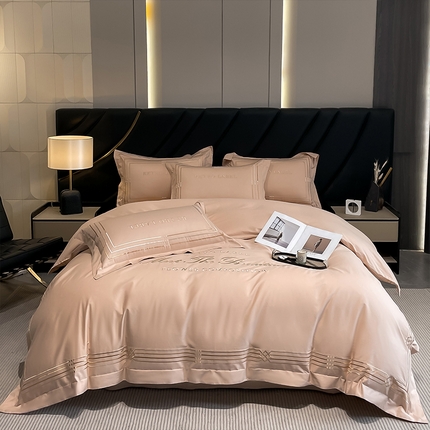 理想家家纺 2024新款纯棉13372全棉刺绣四件套 简爱-粉