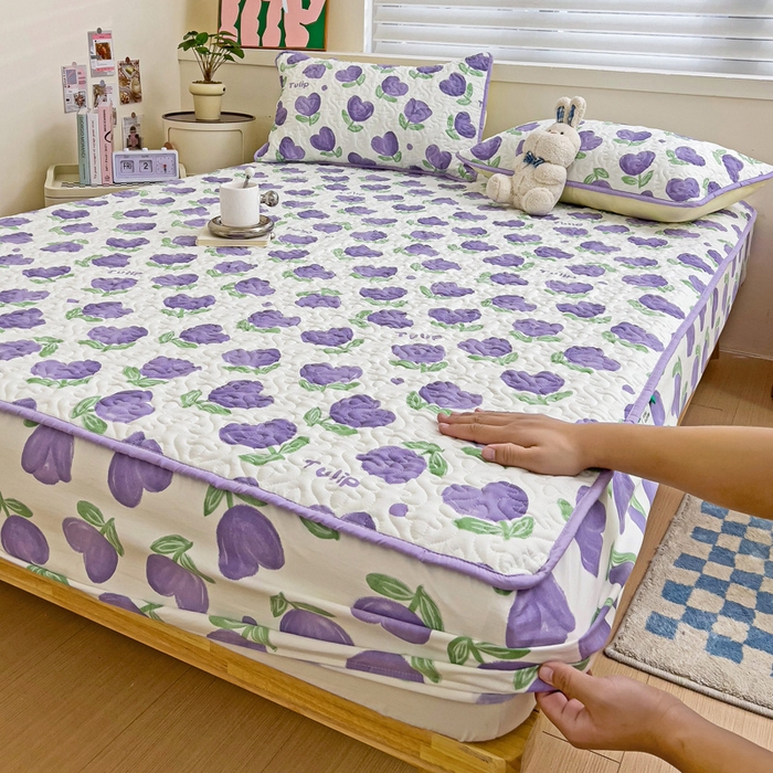 91家纺网 家纺一手货源 找家纺 纽缦家纺 水洗双层纱加厚加棉床笠-床垫保护套 南岛小镇