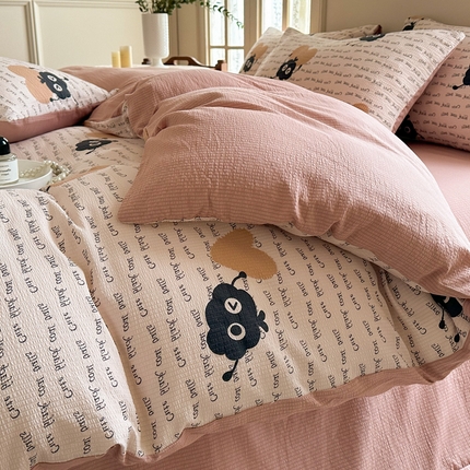 91家纺网 家纺一手货源 找家纺 （总）卢赛尔 2024新款提花有氧泡泡泡芙四件套