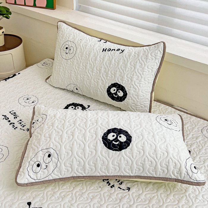 91家纺网 家纺一手货源 找家纺 纽缦家纺 水洗双层纱加厚加棉床笠-床垫保护套 小黑球