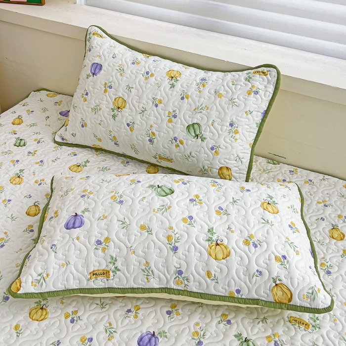 91家纺网 家纺一手货源 找家纺 纽缦家纺 水洗双层纱加厚加棉床笠-床垫保护套 小南瓜