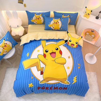 91家纺网 家纺一手货源 找家纺 （总）卧趣 2024新款宝可梦正版授权全棉印花四件套