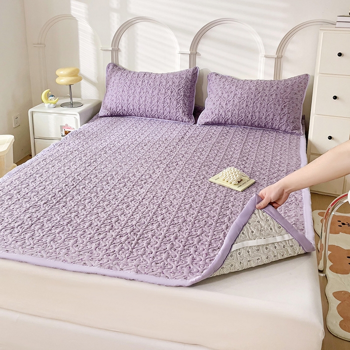 91家纺网 家纺一手货源 找家纺 纽缦家纺  水洗双层纱加厚加棉床垫 遇见-紫