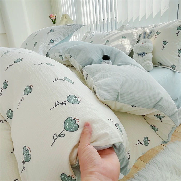 91家纺网 家纺一手货源 找家纺 （总）可思家纺 2024新款直播爆款泡泡棉四件套现货供应