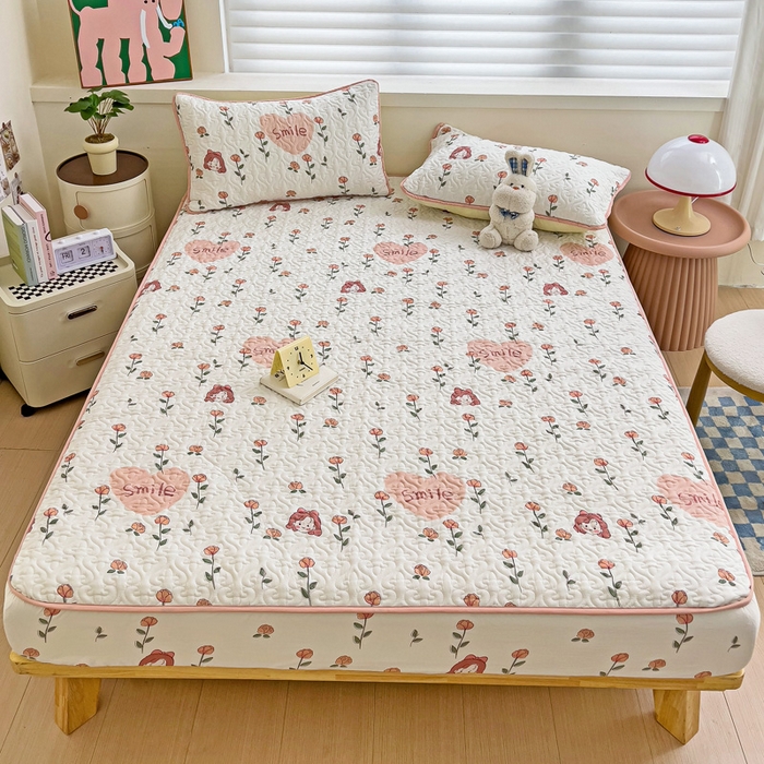 91家纺网 家纺一手货源 找家纺 纽缦家纺 水洗双层纱加厚加棉床笠-床垫保护套 日记小姐