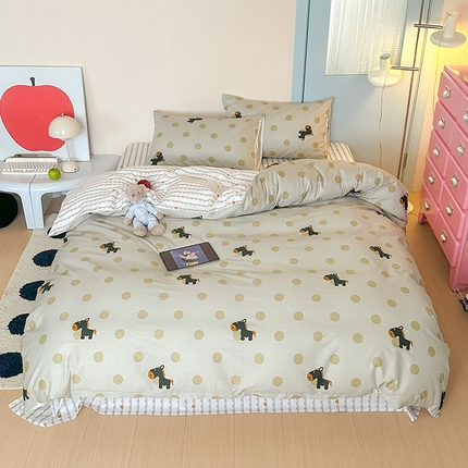 91家纺网 家纺一手货源 找家纺 觅糖 2024新款40支13372全棉ins卡通萌趣系列四件套 野毛驴