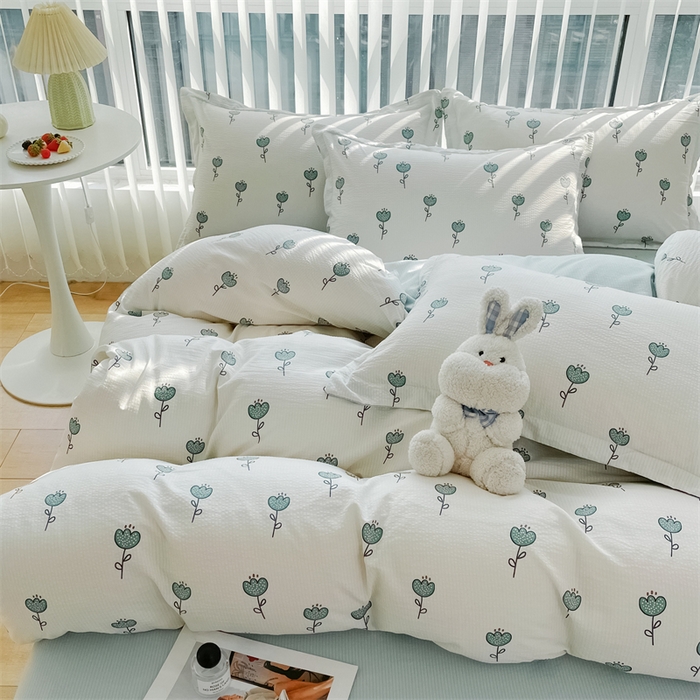 91家纺网 家纺一手货源 找家纺 （总）可思家纺 2024新款直播爆款泡泡棉四件套现货供应