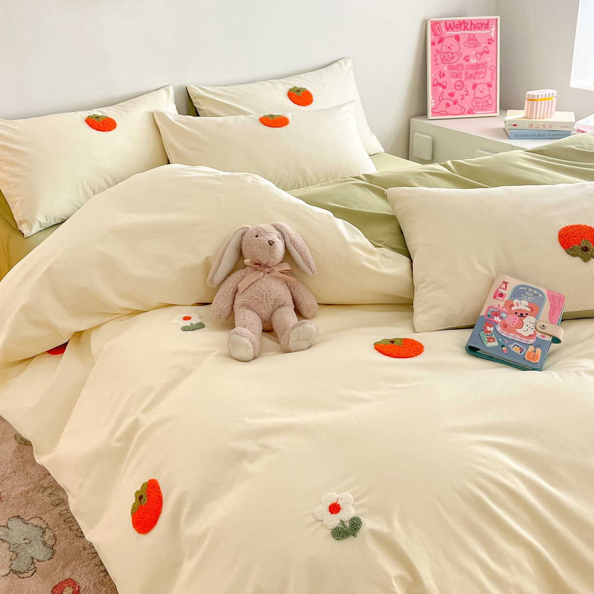 91家纺网 家纺一手货源 找家纺 琪格格2024新款纯棉毛巾绣四件套 心想事成