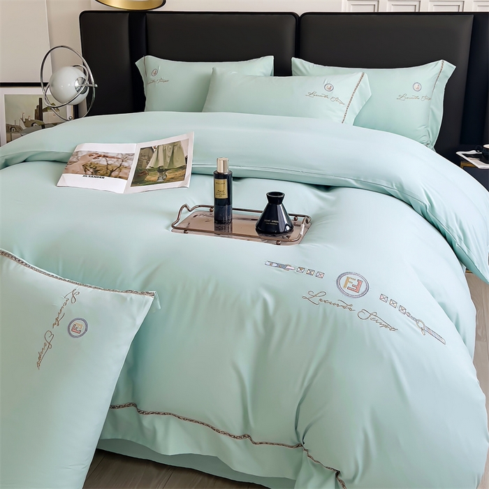 91家纺网 家纺一手货源 找家纺 金麦2024新款舒适A类冰冰棉四件套 香浅绿