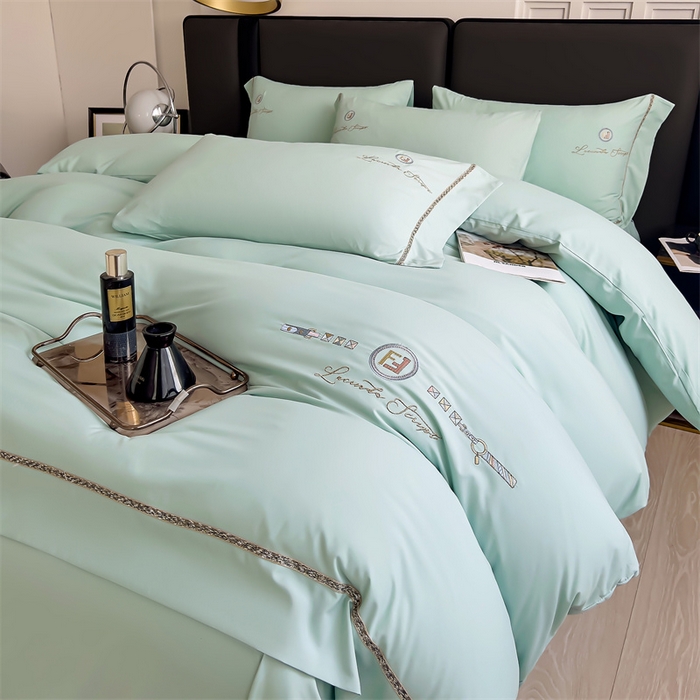 91家纺网 家纺一手货源 找家纺 金麦2024新款舒适A类冰冰棉四件套 香浅绿