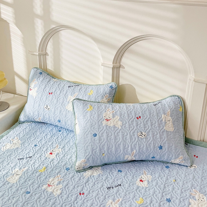 91家纺网 家纺一手货源 找家纺 纽缦家纺  水洗双层纱加厚加棉床垫 嗨皮兔