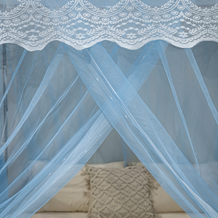 91家纺网 家纺一手货源 找家纺 初心2025新款宫廷蚊帐-凤羽 天蓝