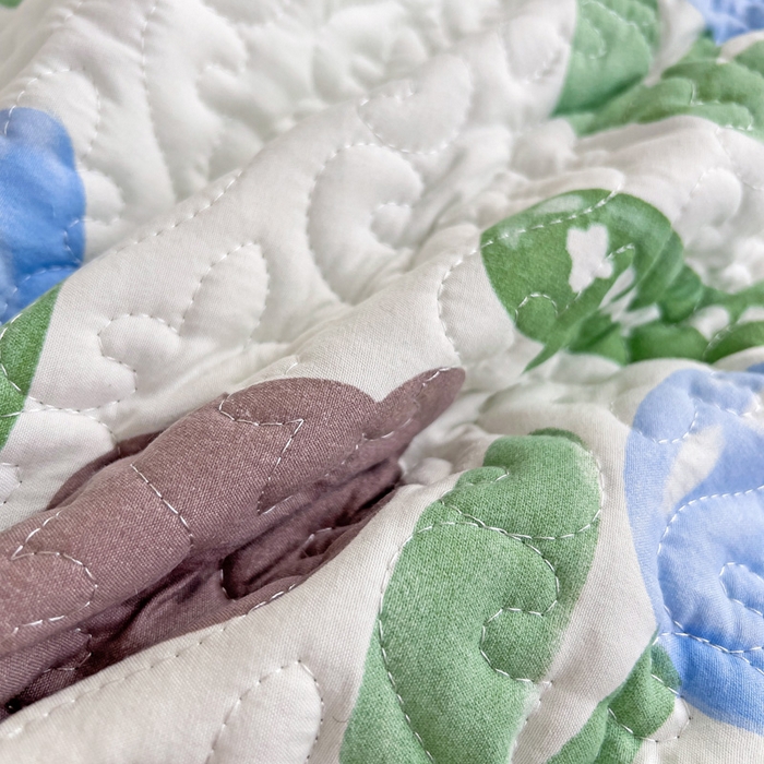 91家纺网 家纺一手货源 找家纺 纽缦家纺 水洗双层纱加厚加棉床笠-床垫保护套 蓝海玫瑰