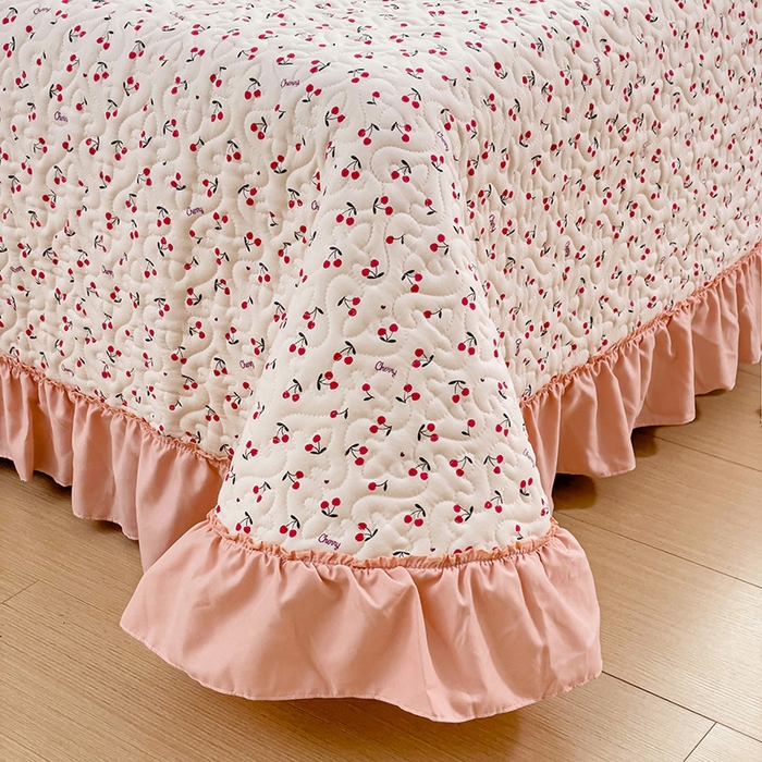 91家纺网 家纺一手货源 找家纺 纽缦家纺 2024水洗双层纱加厚加棉韩版床盖 遇见-米