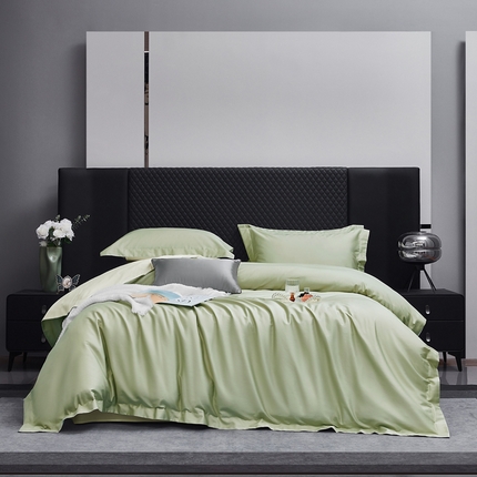 91家纺网 家纺一手货源 找家纺 利欧 2025新款100支全棉四件套系列-双拼四件套 木果色+奶昔白