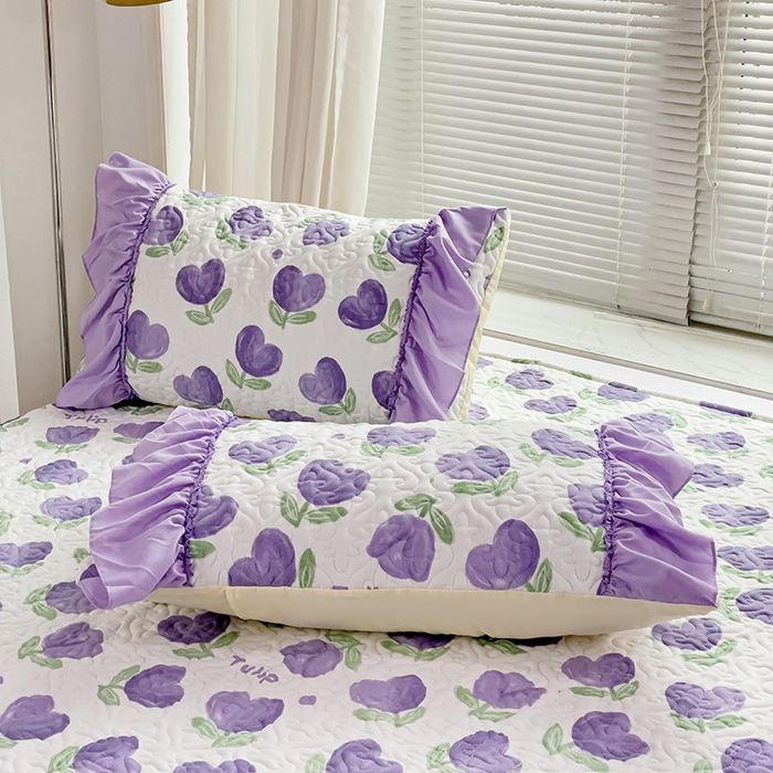 91家纺网 家纺一手货源 找家纺 纽缦家纺 2024水洗双层纱加厚加棉韩版床盖 南岛小镇