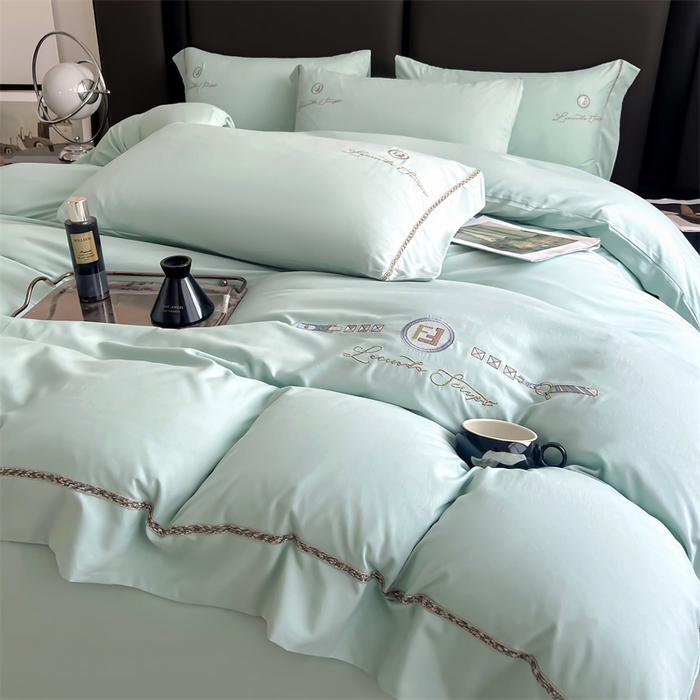 91家纺网 家纺一手货源 找家纺 金麦2024新款舒适A类冰冰棉四件套 香浅绿