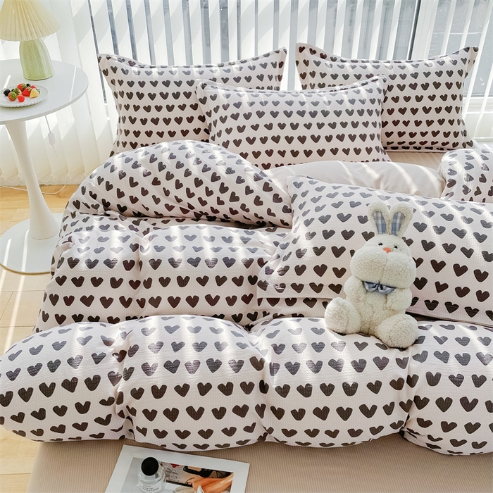 91家纺网 家纺一手货源 找家纺 可思家纺 2024新款直播爆款泡泡棉四件套现货供应 心动-灰