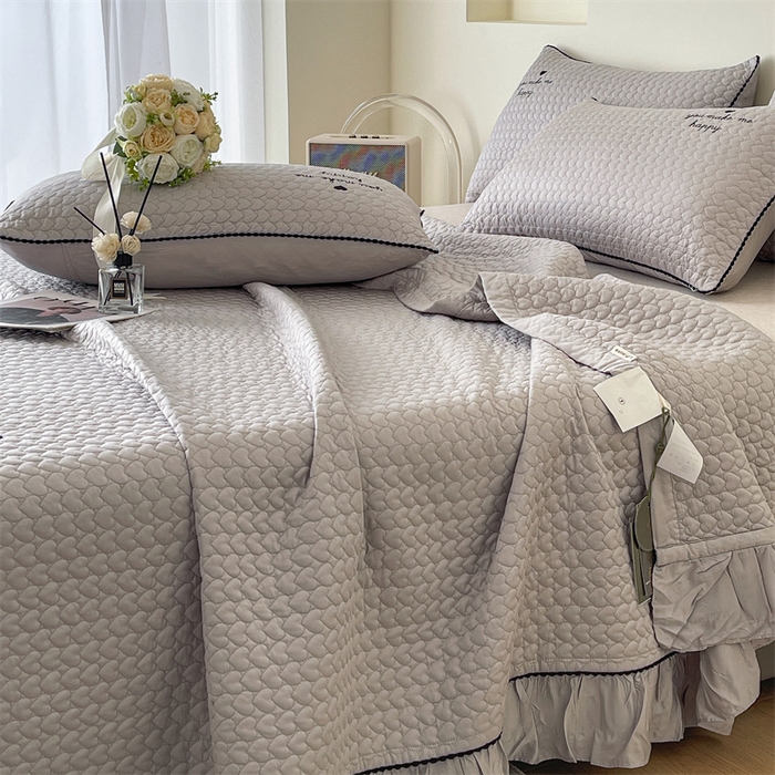 91家纺网 家纺一手货源 找家纺 OL家纺2024新款天丝夏被床盖三件套-爱恋 浅灰