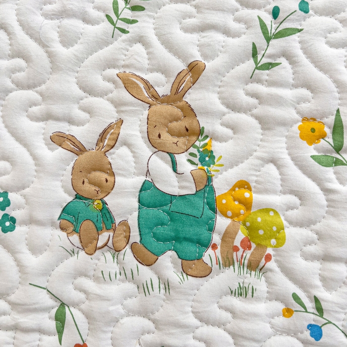 91家纺网 家纺一手货源 找家纺 纽缦家纺 水洗双层纱加厚加棉床笠-床垫保护套 小兔堡