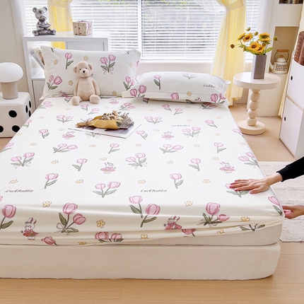 锦罗绣 2024新款13372全棉印花单品床笠 兔女郎