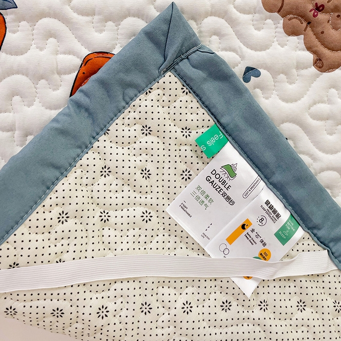 91家纺网 家纺一手货源 找家纺 纽缦家纺  水洗双层纱加厚加棉床垫 莓天开心