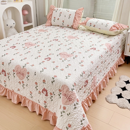 纽缦家纺 2024水洗双层纱加厚加棉韩版床盖 日记小姐