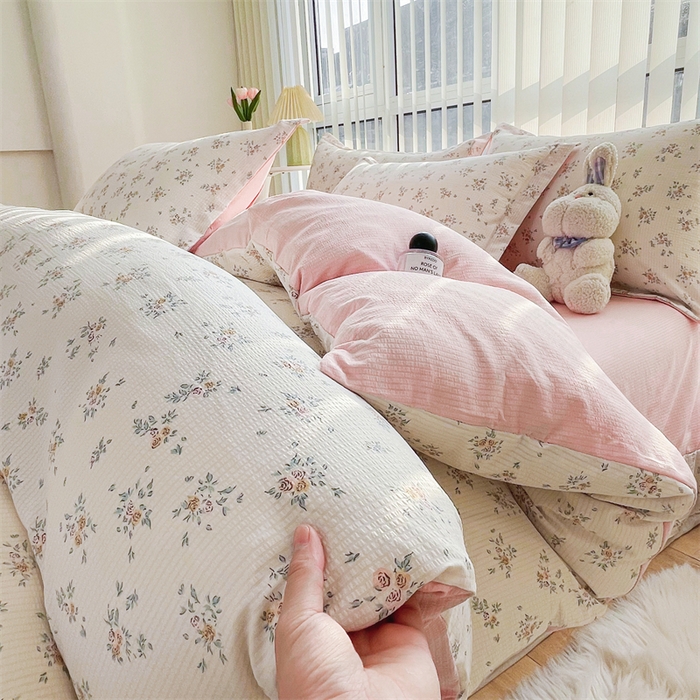 91家纺网 家纺一手货源 找家纺 可思家纺 2024新款直播爆款泡泡棉四件套现货供应 爱丽丝