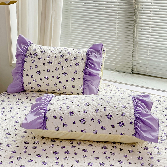 91家纺网 家纺一手货源 找家纺 纽缦家纺 2024水洗双层纱加厚加棉韩版床盖 撞进晚风