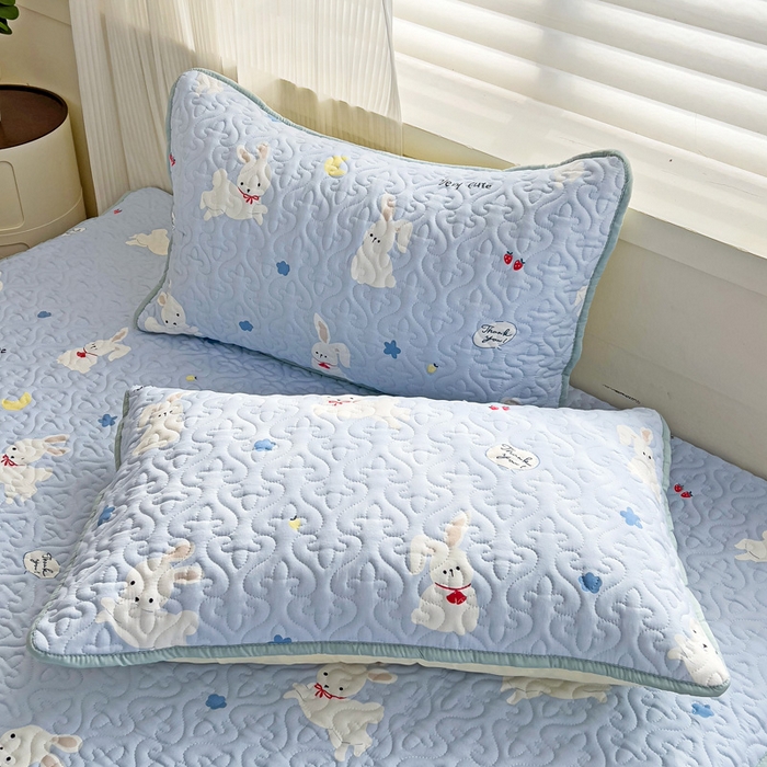 91家纺网 家纺一手货源 找家纺 纽缦家纺 水洗双层纱加厚加棉床笠-床垫保护套 嗨皮兔