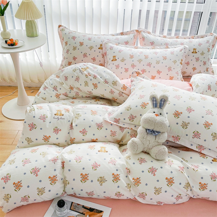 91家纺网 家纺一手货源 找家纺 可思家纺 2024新款直播爆款泡泡棉四件套现货供应 秘境乐园