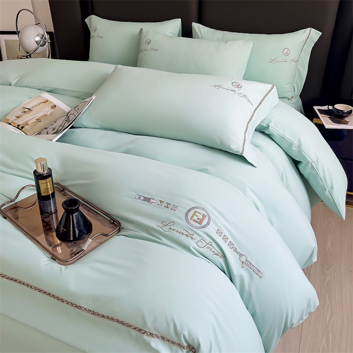 91家纺网 家纺一手货源 找家纺 金麦2024新款舒适A类冰冰棉四件套 香浅绿