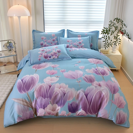 91家纺网 家纺一手货源 找家纺 （总）启航 2025春夏直播热款全棉大版印花四件套