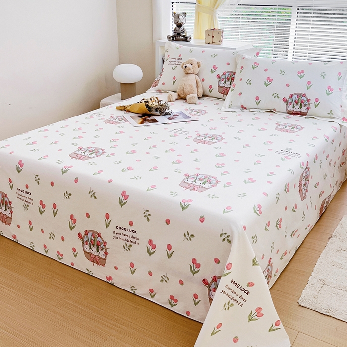 91家纺网 家纺一手货源 找家纺 锦罗绣 2024新款13372全棉印花单品床单 郁金香