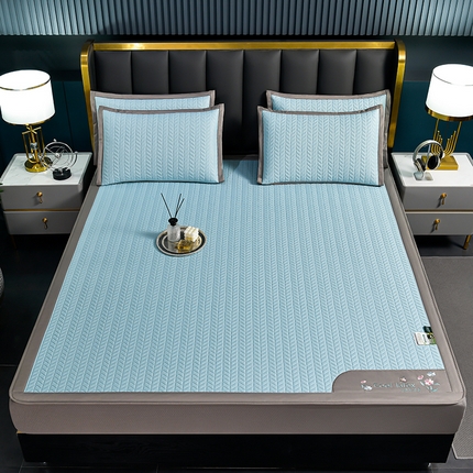 91家纺网 家纺一手货源 找家纺 小牛 2024新款凉感乳胶席系列（床笠款） 凉感乳胶席-天蓝（床笠款）