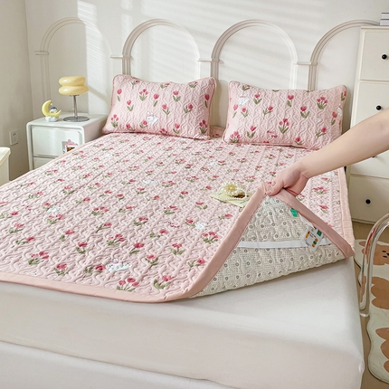 纽缦家纺  水洗双层纱加厚加棉床垫 甜茶日记