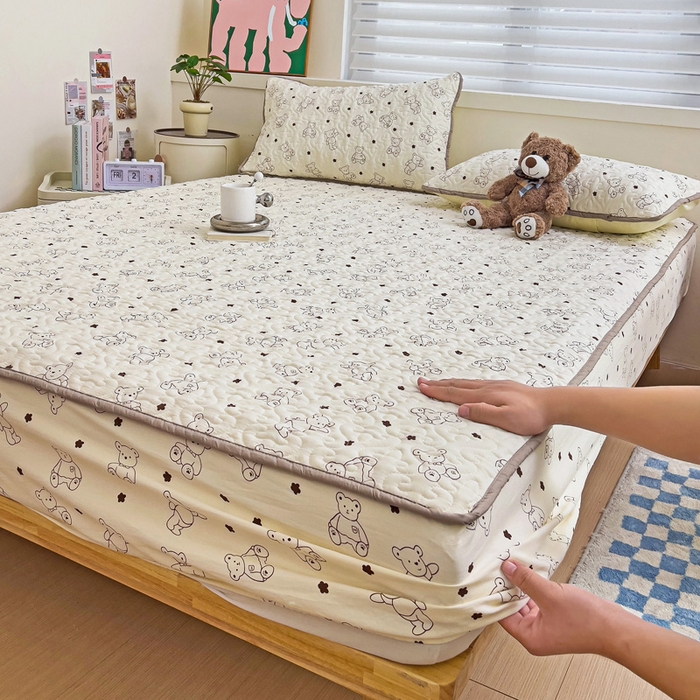 91家纺网 家纺一手货源 找家纺 纽缦家纺 水洗双层纱加厚加棉床笠-床垫保护套 小熊院长