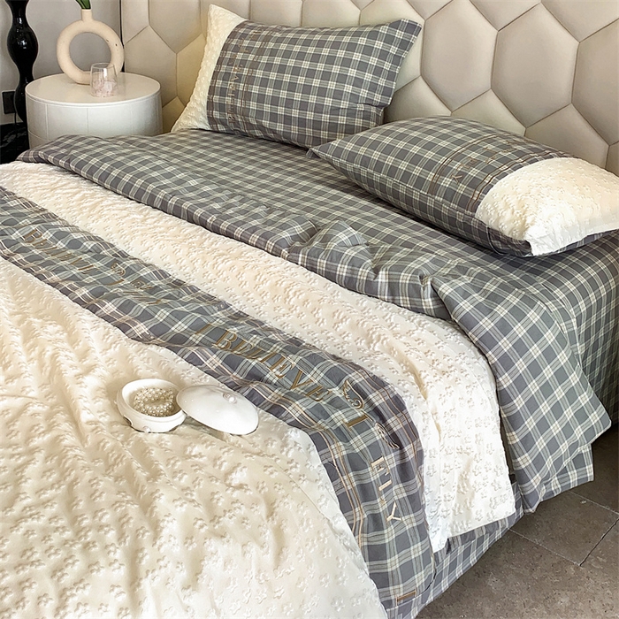 91家纺网 家纺一手货源 找家纺 换种生活 2024新款法式小香风全棉夏被四件套 麦田