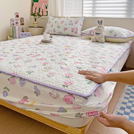 纽缦家纺 水洗双层纱加厚加棉床笠-床垫保护套 半眠日记