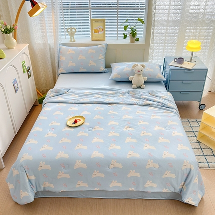 星期八 2024新款针织棉夏被四件套 爱心免蓝